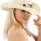 Longhorn Monochrome Belt Crochet Woven Cowboy Hat: Hot Pink
