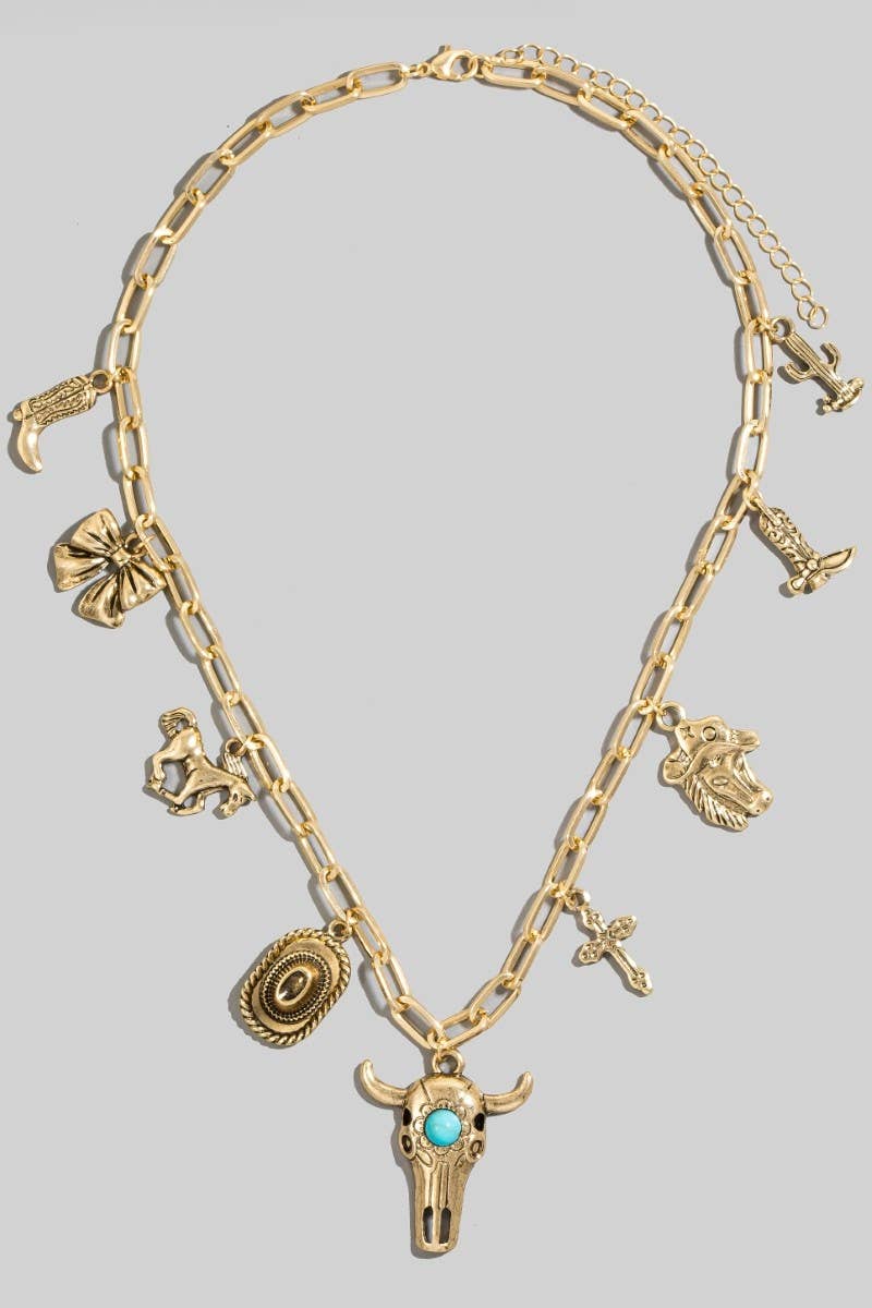 Assorted Western Bull Charm Necklace