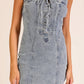 Lace-Up Stretch Denim Mini Dress