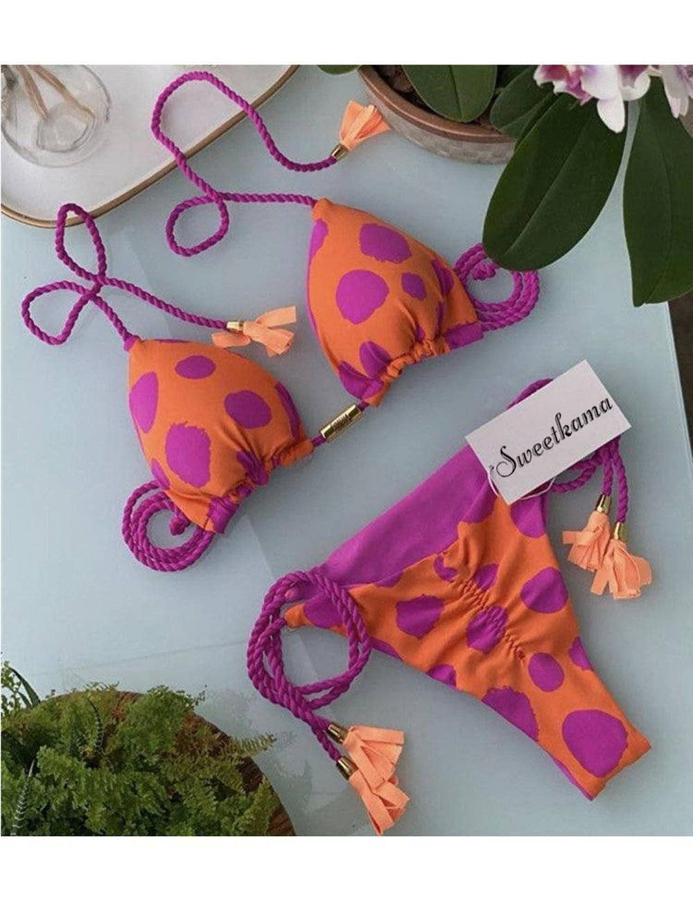 Ladies String Tie Halter Strap Sexy Bikini Set