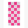 Pool / Beach Towel - Checkered w/ Palm Trees - Pink & White