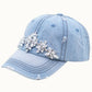 Denim Cotton Dad Cap with Bejewelled Glitz
