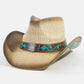 Western Butterfly Concho Detail Straw Cowboy Hat: BR