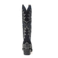 Midnight Trail Embroidered Leather Boots in Shadow Black