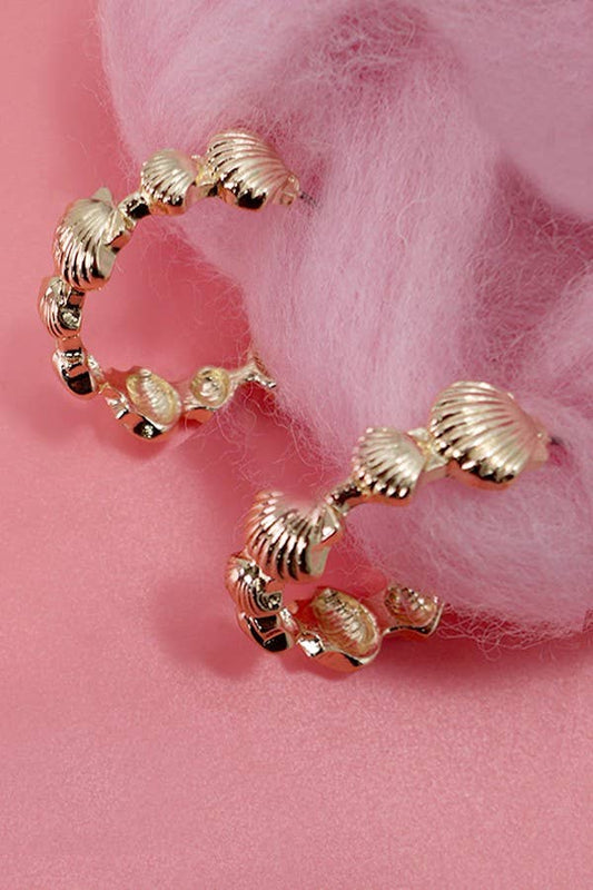 SEASHELL HOOP EARRINGS | 80E3454: GOLD