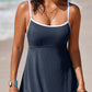 Color Block Edge Ribbed Pocketed Lined Swim Dress