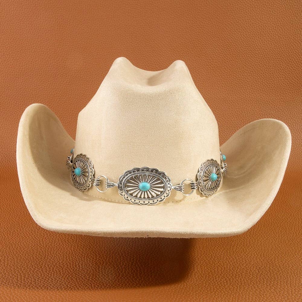 Turquoise Stud Concho Belt Western Cowboy Hat