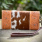 Cowhide Leather Wallet Wristlet Western Rodeo 