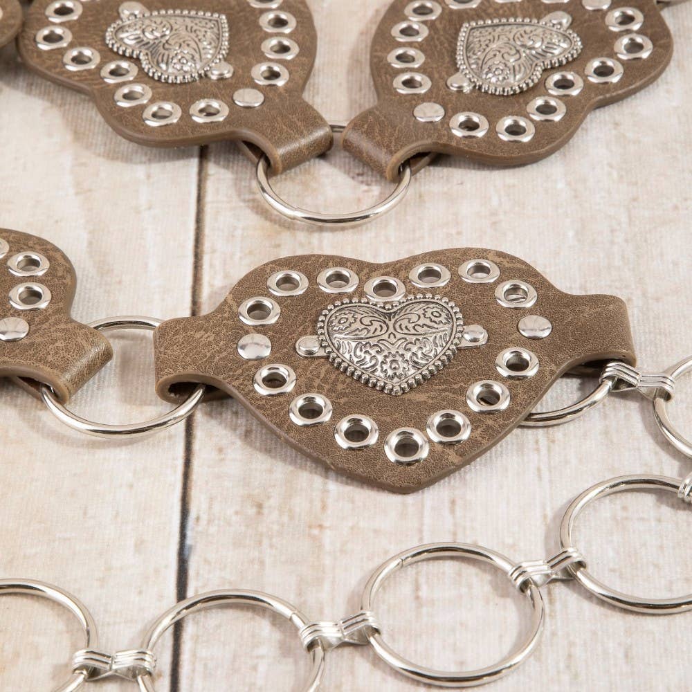 Heart Concho Ring Chain Belt