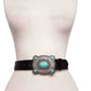 Western Silver Turquoise Buckle w. Ostrich Belt: Black / M/L
