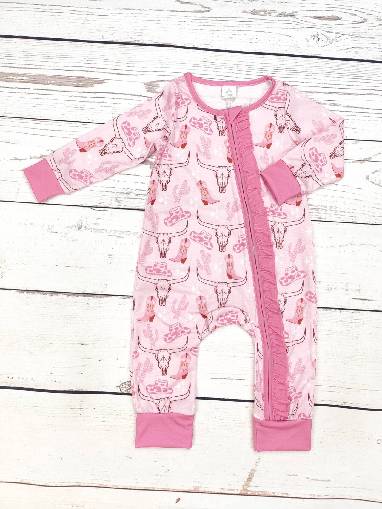 Baby Pink Western  Zip Sleeper