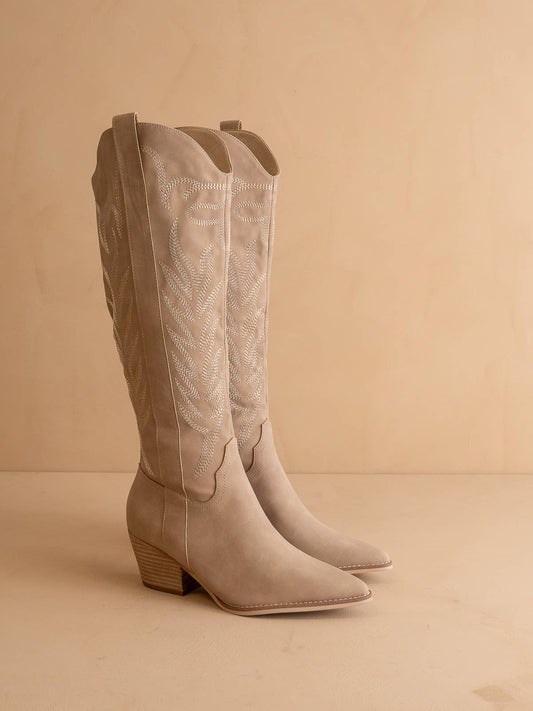 The Samara Cedar Wood | Embroidered Western Tall Boot: Cedar Wood
