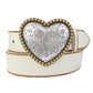 Western Heart Buckle w. Vintage Leather belt: Cream