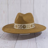 Wide Brim Felt Hat With Floral Ribbon Band