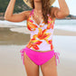 Leopard Floral Tankini Top with Adjustable Side Bottoms