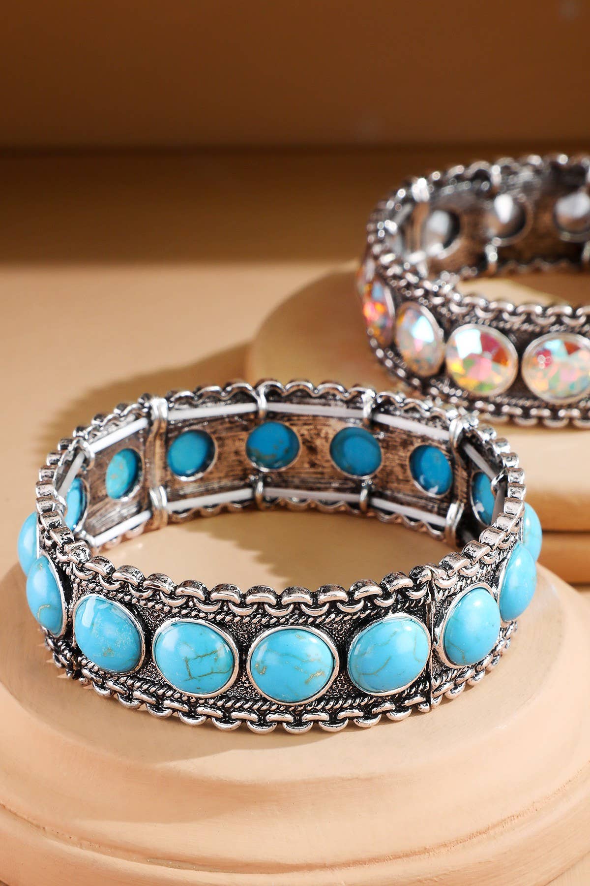 Western Chain Glass Stone Bracelet: SBAB-CRYSTAL