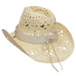 Longhorn Monochrome Belt Crochet Woven Cowboy Hat: Hot Pink