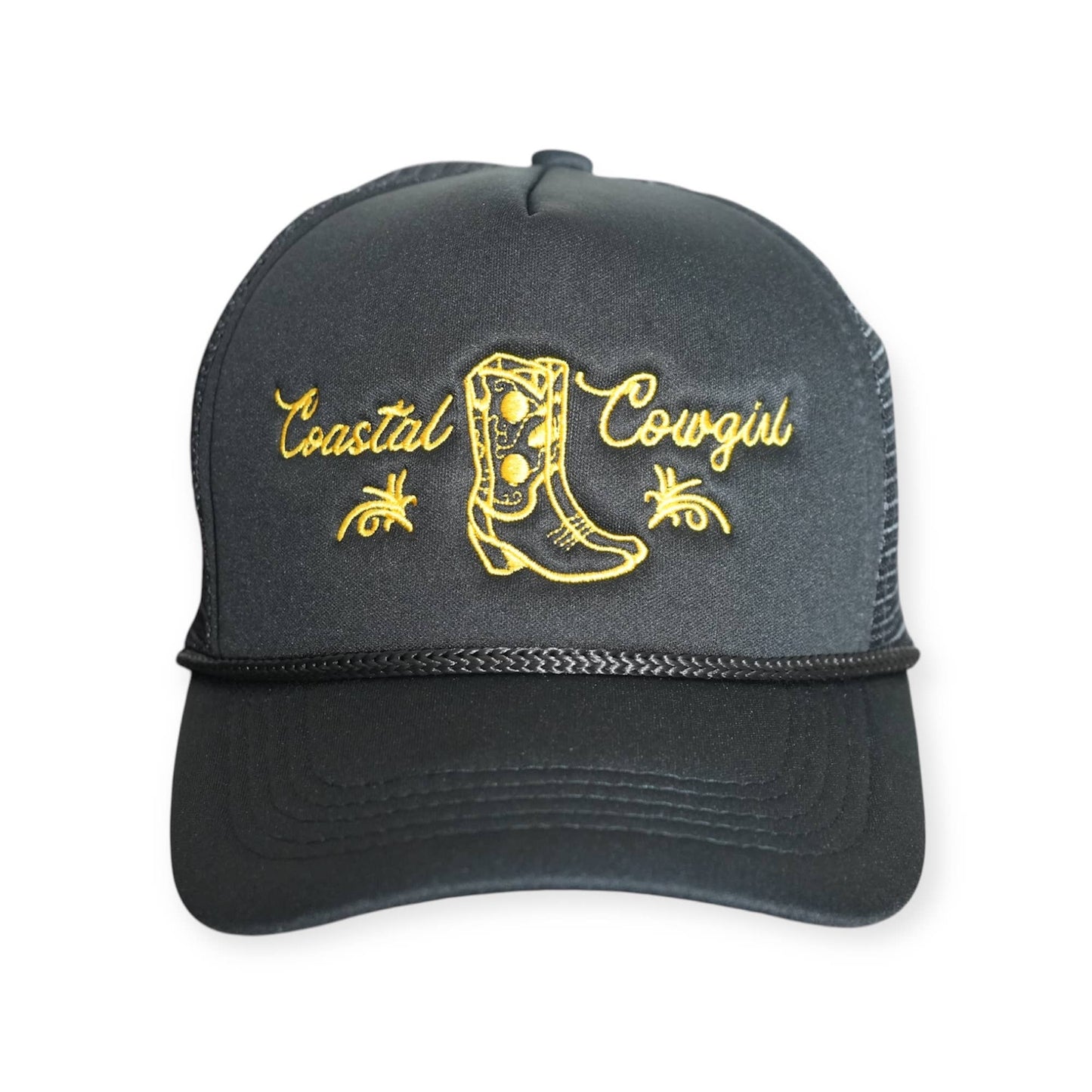 Coastal Cowgirl Trucker Hat: Forest Green/Hot Pink / Unstructured Trucker Hat