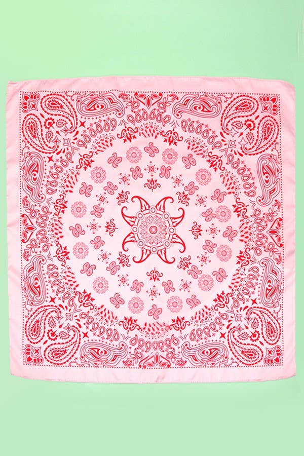 PAISLEY PINK SILKY FEEL BANDANA SCARF | 40SC616: Pink
