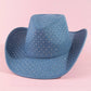 Rhinestone Studded Denim Cowboy Hat