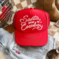Santa Bring Me A Cowboy Otto Trucker Hats: Solid Red Trucker