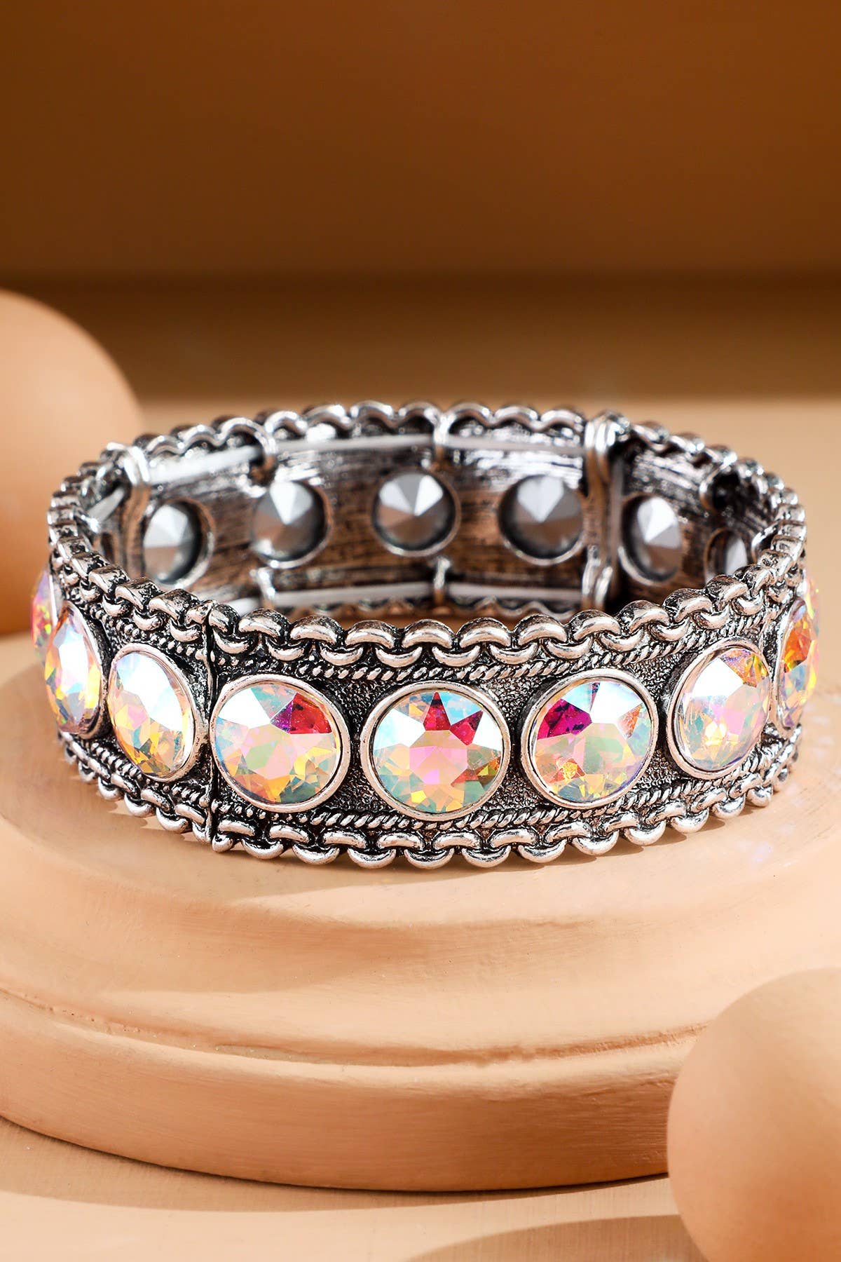 Western Chain Glass Stone Bracelet: SBAB-CRYSTAL