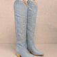 VERONICA CHIC EMBROIDERED LONG DENIM WESTERN BOOTS: DENIM / B12