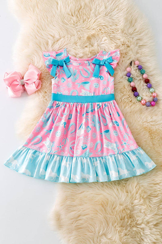 Western printed girls dress