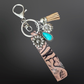 Embossed Leather Western Keychain with Charms