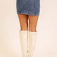 Stretchy Button Down Denim Skirt