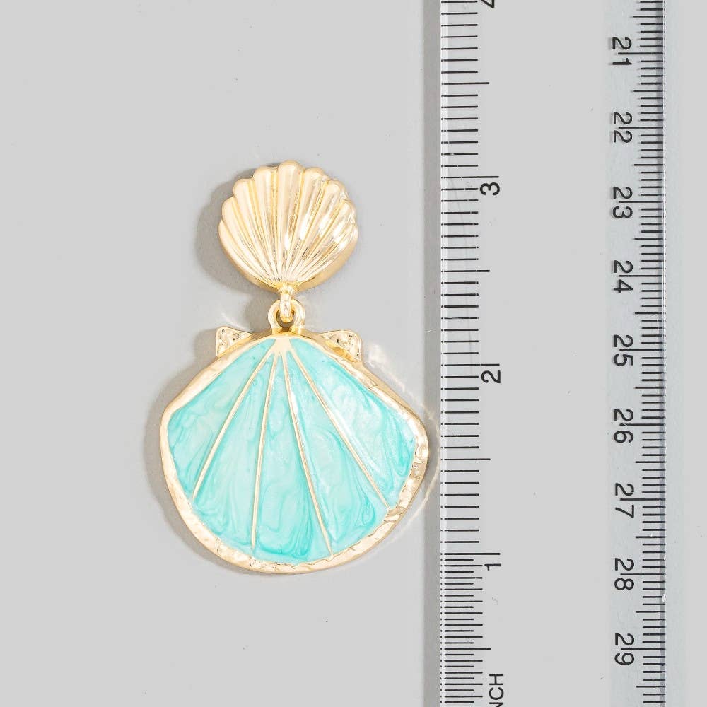 Enamel Double Seashell Drop Earrings: TQ