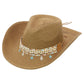 Blue Starfish Straw Coastal Cowgirl Hat: TAN / ONE SIZE