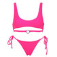 2-Piece Solid Color Bikini Swimsuit with Heart