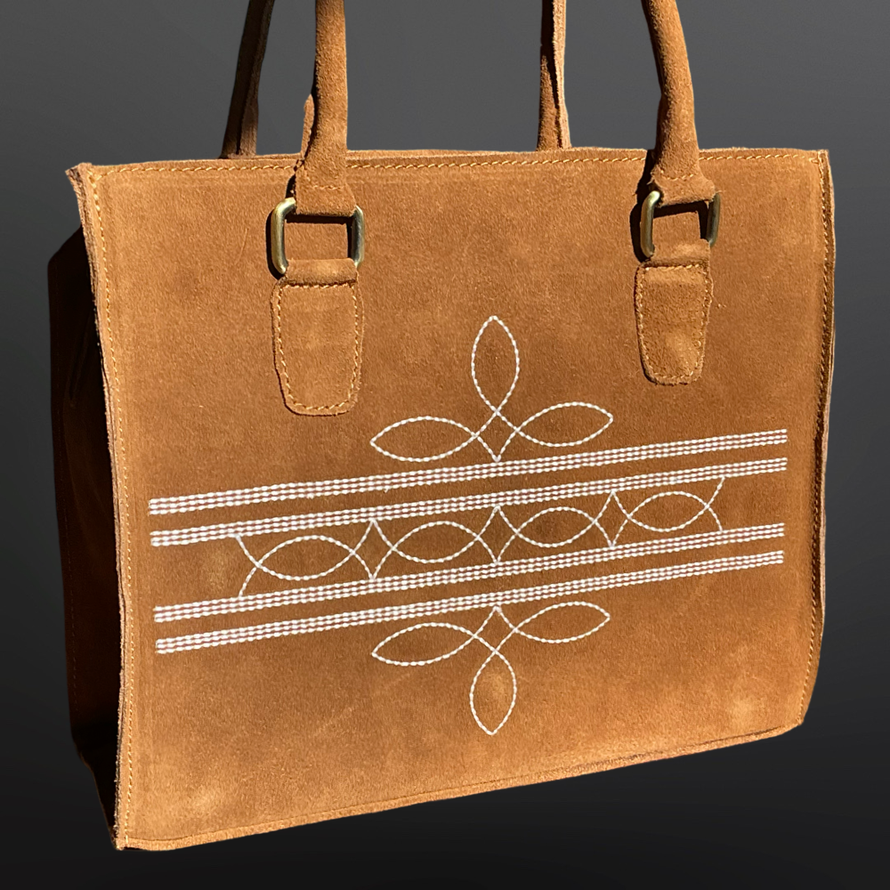 Western Boot Stitch Suede Leather Handbag