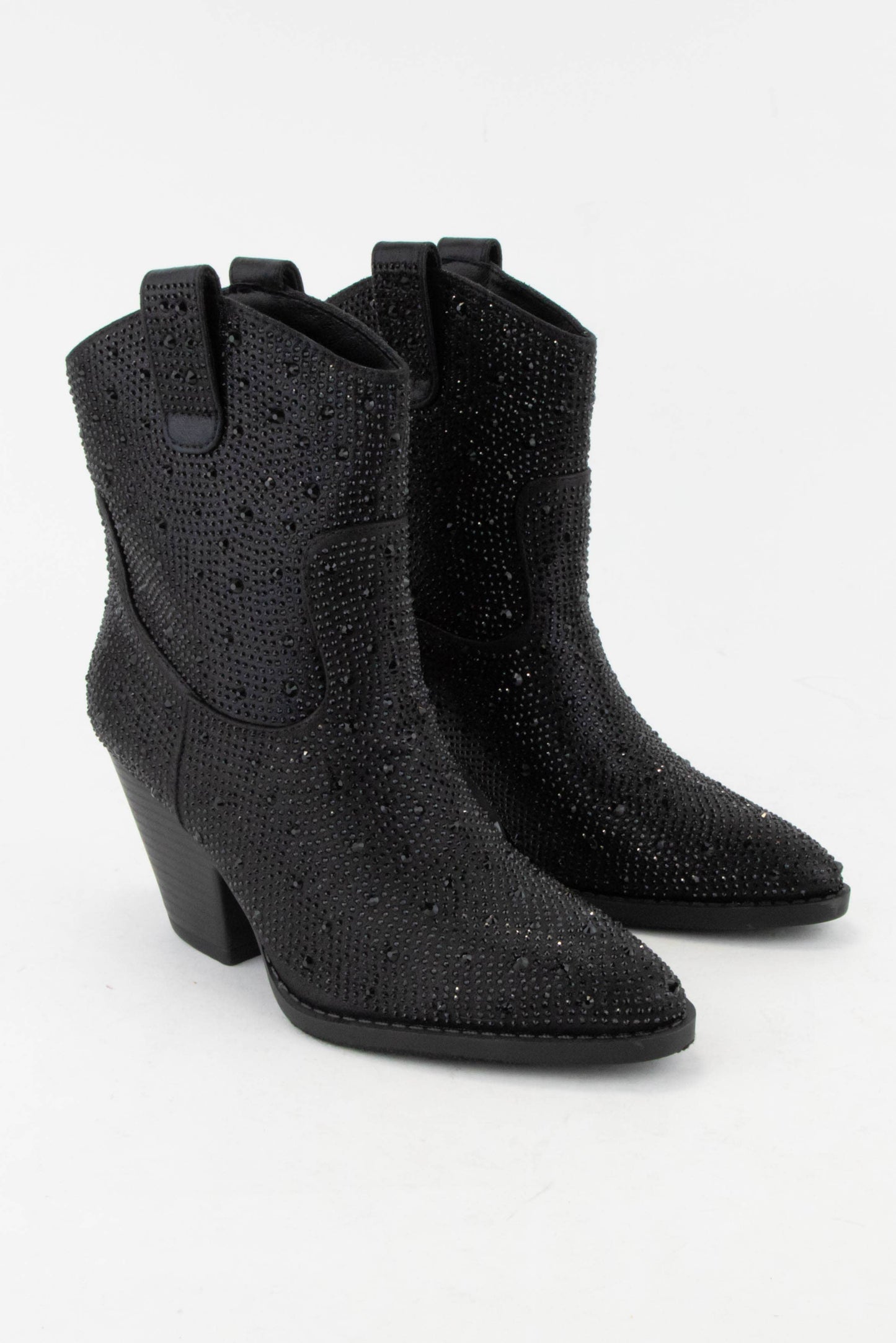 BEDAZZLED GLAM WESTERN ANKLE BOOTS