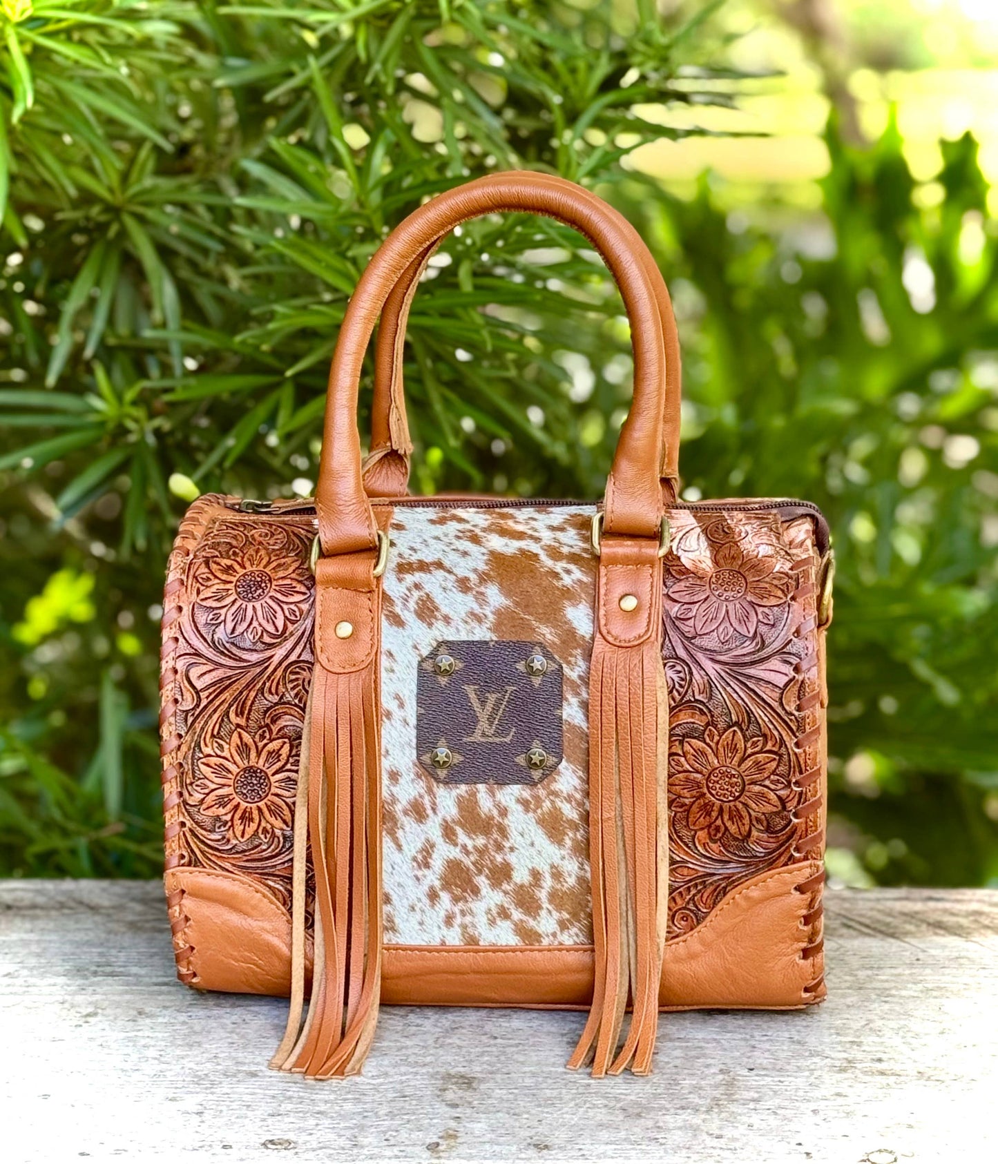 LV Cowhide Leather Speedy Bag Western Rodeo