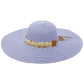 Blue Coastal Starfish Belt Floppy Straw Sun Hat
