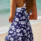 Sky Blue Crossed Back Floral Print swim dress