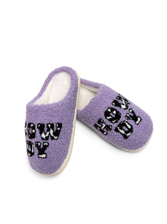Indoor / Outdoor Slippers - Cow Print "Howdy"