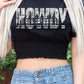HOWDY COWBOYS GRAPHIC SMOCKED CROP TOP : PEACH