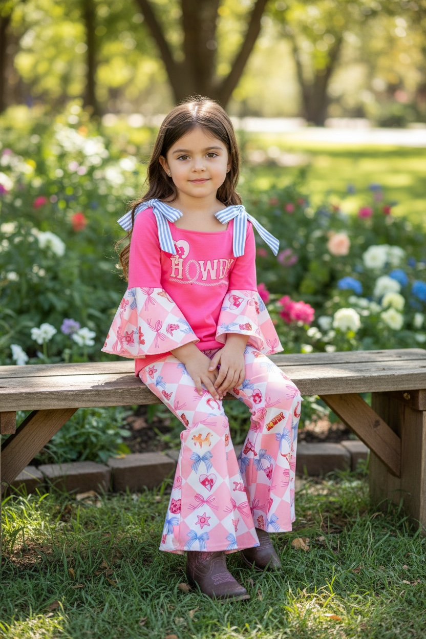 Howdy bell sleeve top and bell bottoms. OFG53462