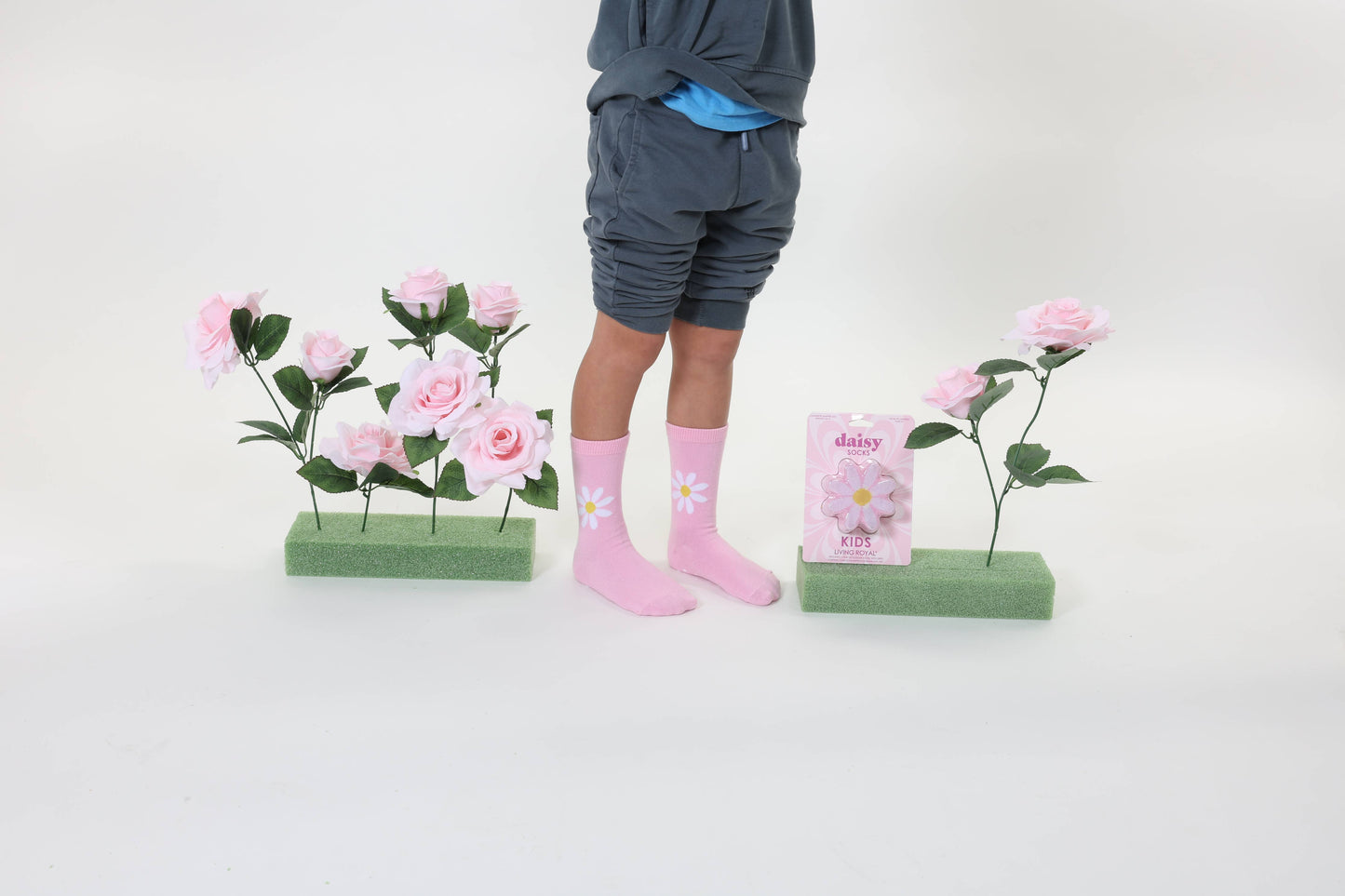 3D Packaged Crew Socks - Kids - Daisy Flower - Pink