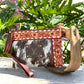 Upcycled LV Cowhide Leather Wristlet Crossbody Bag Western 