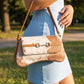 Cow Print Horsebit Flap Shoulder Bag: BR