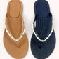 NINA-1 ELEGANT BRAIDED PEARL ACCENT WATERPROOF PVC SLIDE FLA: TAN