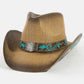Western Butterfly Concho Detail Straw Cowboy Hat: BR