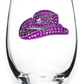 Cowboy Hat Jeweled Stemless Wine Glass