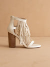 The Gela White | Fringe Framed Heel