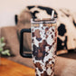 Brown Cowhide Tumbler with Handle