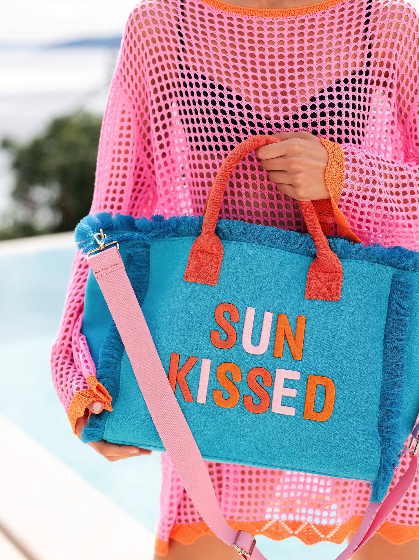 CABANA "SUN KISSED" TOTE, AQUA